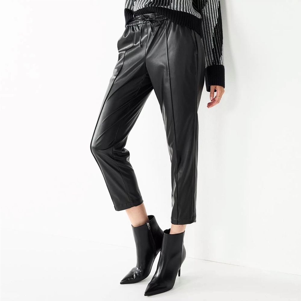 Women's Nine West Mid-Rise Pull-On Faux-Leather Pants NWTS XL